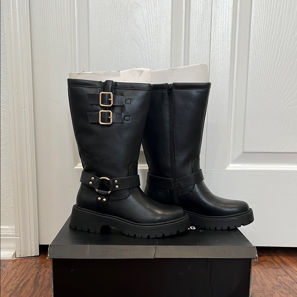 PrettyLittleThing Black Motorcycle Boots